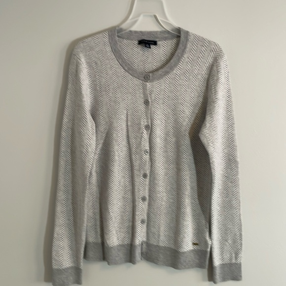 Tommy Hilfiger Sweaters - Tommy Hilfiger women’s gray and white cardigan